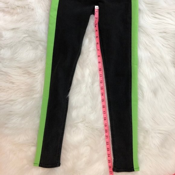 NWT! RAG & BONE Mazie Black w/Lime Side Stripe Skinny Jeans 23 - Picture 13 of 13